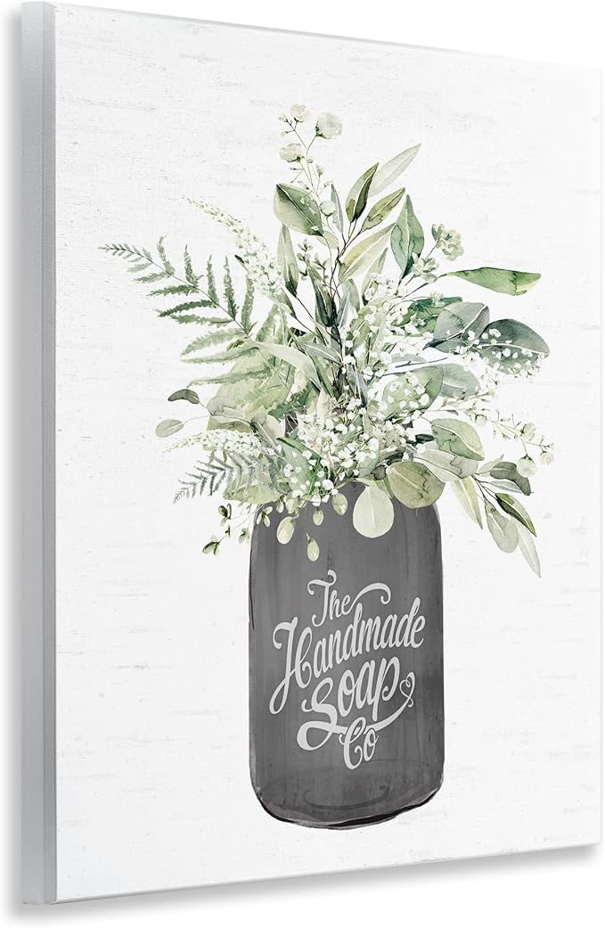 Handmade Soap Botanicals Floral, 11 x 14 Inch Mounted Print on Wall Plaque | Stupell Industries · By Lettered and Lined · Ready to hang · Bathroom to bedroom accent · Made in USA