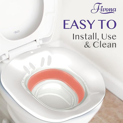 Fivona Sitz Bath for Toilet Seat Postpartum and Hemorrhoids Care - Yoni Steam Seat - Foldable Basin for Epsom Salt Soak - Portable Bidet BPA Free Temperature Resistant - Universal Fit - Pink