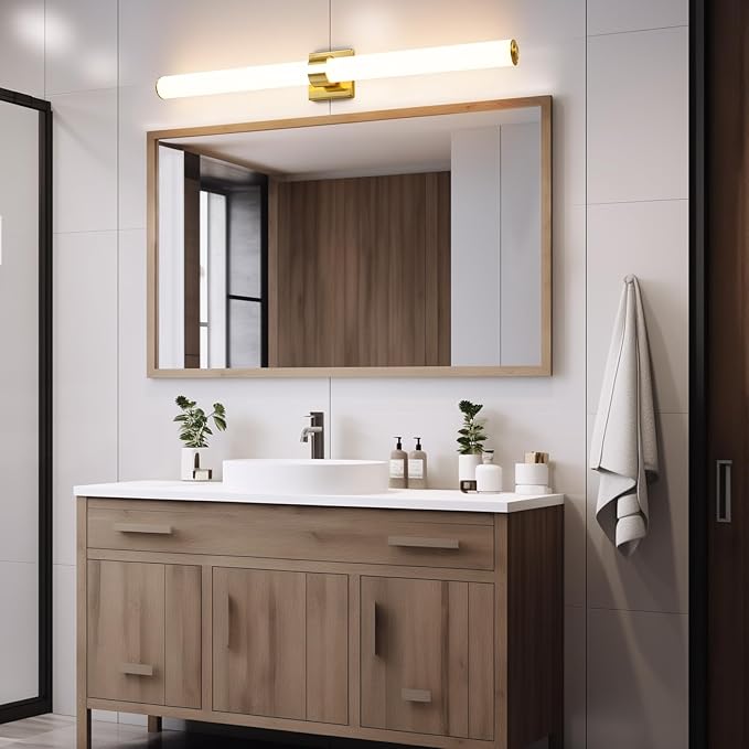 Bathroom Light Fixtures - 39 Inch Gold Bathroom Lights Over Mirror LED Vanity Light with Acrylic Shade, 36W Modern Vanity Lighting Fixtures for Mirror Living Room Gallery 3000K