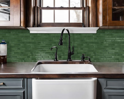 Peel and Stick Backsplash 3D Self Adhesive Wall Tile Green 10 Sheet | Thick,Sticky,Vinyl,12"x12",Marble,for Kitchen,Bathroom