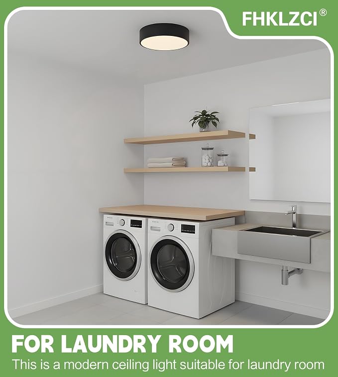 Modern LED Round Flush Mount Ceiling Light Fixture,Black,11.81 inch | Dimmable,24Watts,Bright Adjustment,5CCT 3000K/3500K/4000K/5000K/6000K,Matte,Metal,for Kitchen,Bedroom,Bathroom,Hallway,Closet