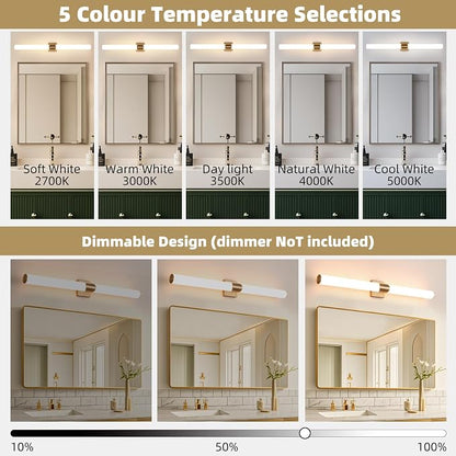 39" Gold Bathroom Vanity Lights, Wall Sconce with Acrylic Shade | Modern Wall Light for Bathroom Bedroom Living Room Hallway