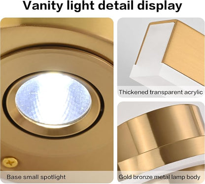 SOLFART Brushed Bronze LED Bathroom Light Fixtures 24 Inch Dimmable Bathroom Vanity Lights Modern Wall Light for Bath Vanity Lighting Fixtures D