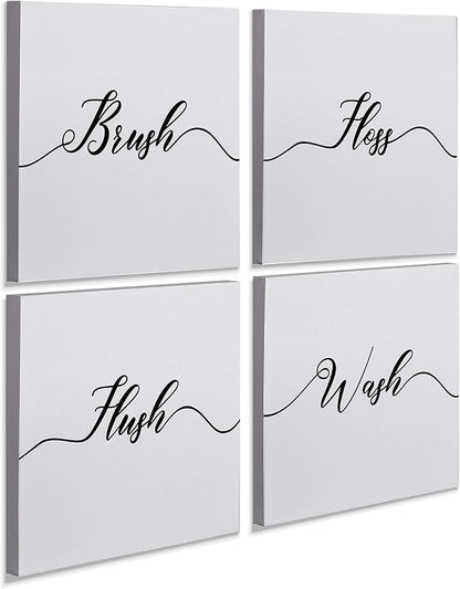 Renditions Gallery Simple Bathroom Sign Set of 4 Gallery Wrapped Canvas Wall Art, 16x16, Set