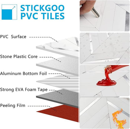 STICKGOO Herringbone Tile Peel and Stick Backsplash for Kitchen&Bathroom