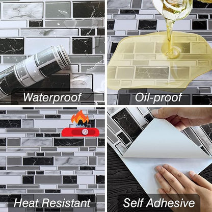 Livebor Kitchen Wallpaper Peel and Stick for Bathroom 11.8inch x 196.8inch | Kitchen Contact Paper Backsplash Tiles Wallpaper Peel and Stick Waterproof Countertop Wallpaper for Bathroom Cabinet Vinyl