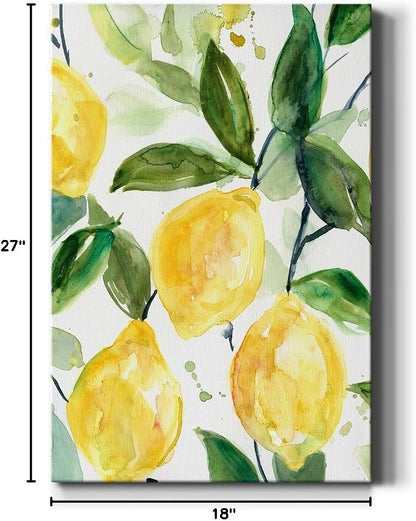 Renditions Gallery Canvas Nature Wall Art Paintings for Wall Decorations Yellow Lemons Branch Modern Abstract Wall Hanging Artwork Prints for Bedroom Living Room Office Kitchen - 18"x27" LT02
