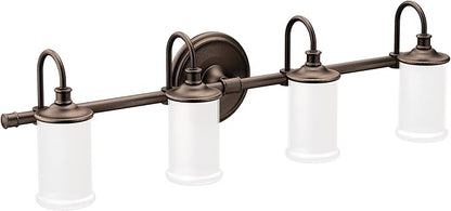Moen YB6464ORB Belfield 4-Light Dual-Mount Bath Bathroom Vanity Fixture with Frosted Glass, Oil Rubbed Bronze