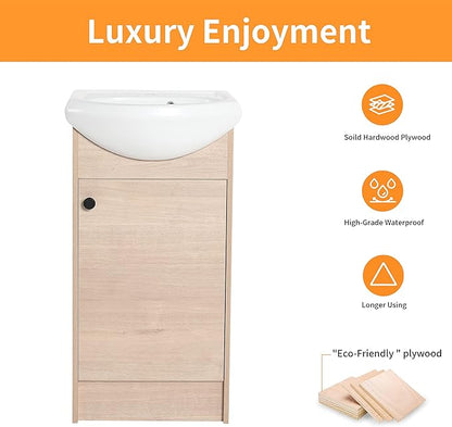 22" Floating Bathroom Vanity with Sink, 22 Inch Wall Mounted for Small Bathrooms, Soft-Close Door Cabinet with White Ceramic Basin & Waterproof Plywood, Modern Space Saving Vanity, White