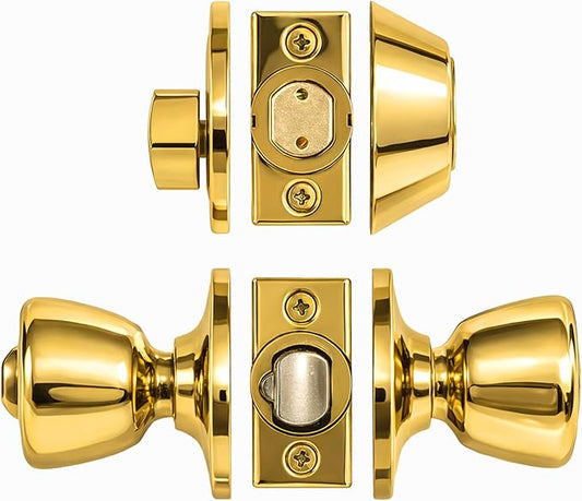 Design House 728329 Terrace 6-Way Universal Entry Door Knob and Single Cylinder Deadbolt Polished Brass