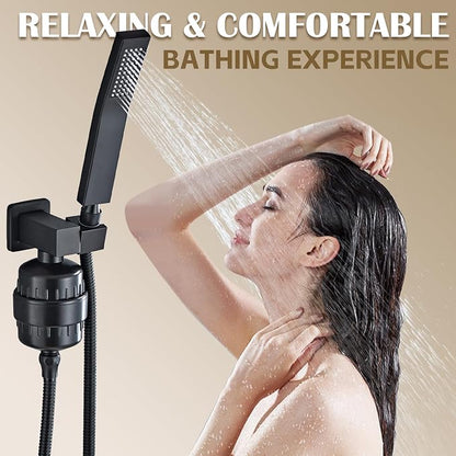 Handheld Shower Head，High Pressure Shower Head,Water Saving Detachable Shower Wand with Solid Brass Body and 5 ft Flexible Hose, Easy to Clean and Durable (Shower Head with Filter)