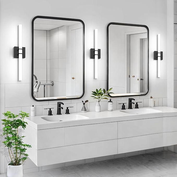 Modern Black Vanity Light Bar 24 Inch, 16W 5CCT Dimmable Bathroom Light Fixtures LED Wall Lighting Fixture
