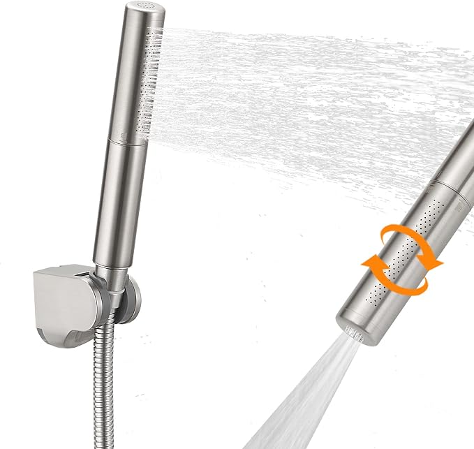 Handheld Shower Head Show Spray Shower Wand Hand Shower Brushed Nickel | High Pressure Showerhead, Hand Held Sprayer, Brass Shower Head, Wall Mounted, 60 In Stainless Steel Shower Hose, Bracket