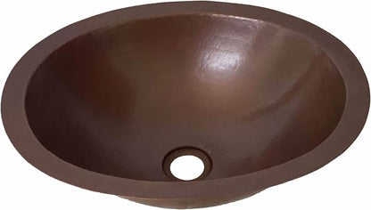16" x 13" Oval Copper Bathroom Sink Mexican Copper Bath Sink Pure Copper Hand Hammered Dual Mount Brown CPS02