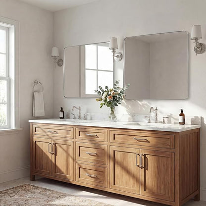 Brushed Nickel Mirrors for Bathroom Sink,36x36 Inch Bathroom Vanity Mirror with Rectangular Metal Frame-Modern Clean Design with Superior Stainless Steel Frame