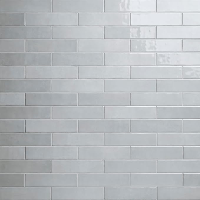 M S International Renzo Sky Glossy Ceramic Subway Tile for Bathroom, Kitchen Backsplash, Accent Wall, and Shower - Sample