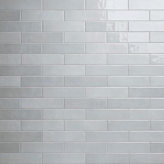 M S International Renzo Sky Glossy Ceramic Subway Tile for Bathroom, Kitchen Backsplash, Accent Wall, and Shower - Sample