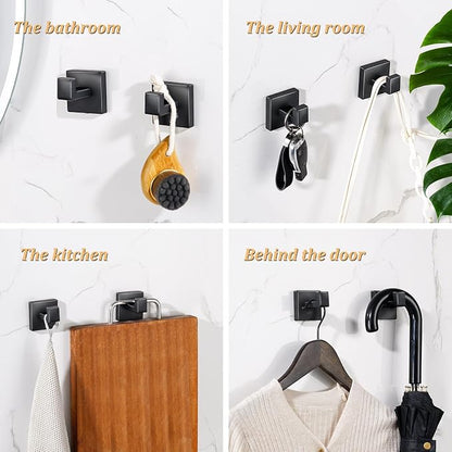 Bathroom Hardware Accessories Set 5 Pieces Matte Black Towel Bar Set, Wall Mounted Towel Rack Toilet Paper Holder Stainless Steel Bath Coat Hooks 24 Inch