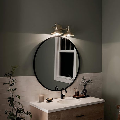 Kichler Clyde 2-Light Bathroom Vanity in Champagne Bronze, Elegant Fixture for Bathrooms (17" W x 7.5" H x 8.25" D), 45944CPZ