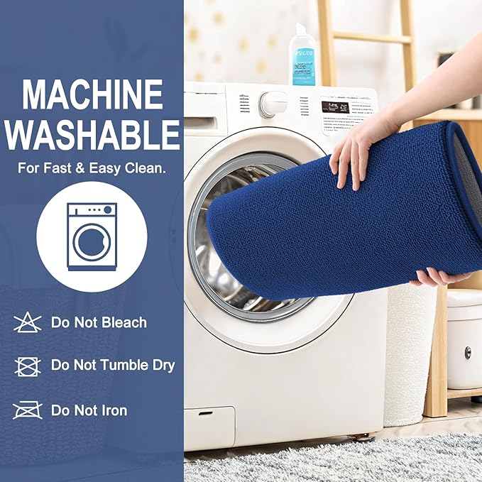 OLANLY Memory Foam Bathroom Runner Rug 59x24, Absorbent Long Bath Mat, Navy | Soft Quick Dry Bath Rugs, Non-Slip Carpet, Machine Washable Mat for Bathroom Floor, Tub and Shower, Home Decor Accessories