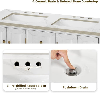 DWVO 47 Inch Bathroom Vanity with Double Sink | Bathroom Storage Cabinet