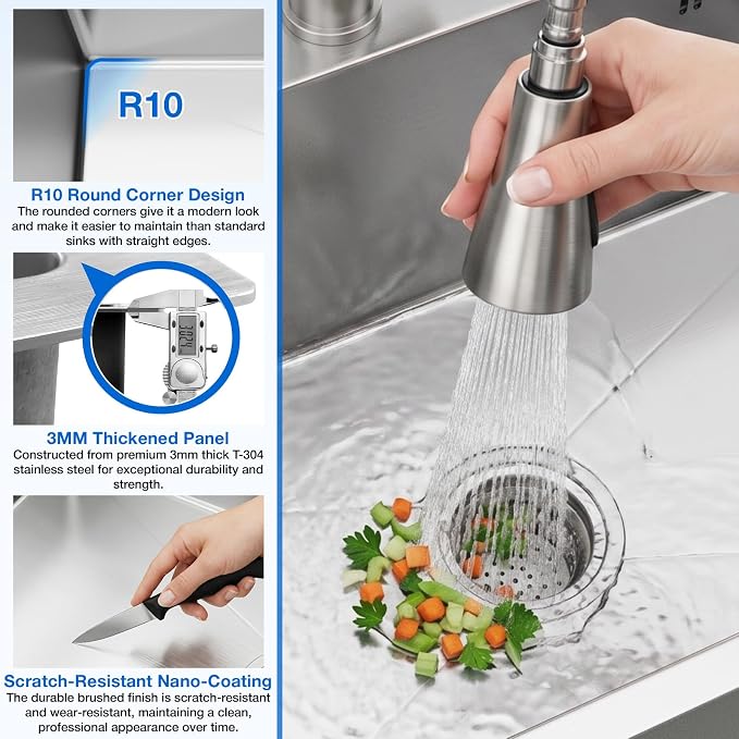 30" x 18" x 9" Topmount Kitchen Sink, 304 Stainless Steel Drop in Single Bowl Sink with Basket Strainer for RV, Travel Trailer, Garage(Nano)