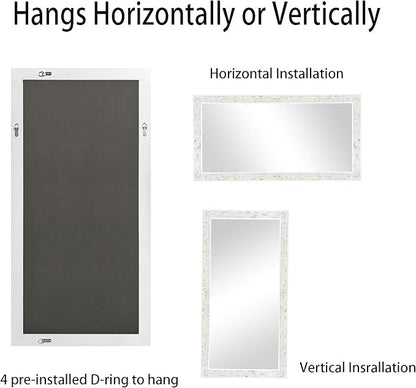 Tanmicoshomy 24 x 47 Inch White Rectangle Wall Mirror, Rectangular Mirrors for Bathroom, Bedroom Living Room or Entryway, Wall Mounted Horizontal or Vertical
