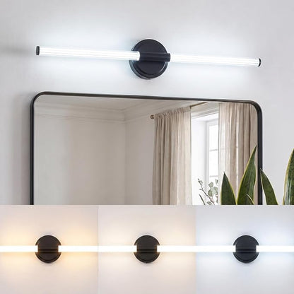URSOLA 32" Modern LED Bathroom Light Fixtures, Matte Black 3CCT Dimmable Bathroom Vanity Light Over Mirror, Bathroom Vanity Bath Bar Lights with 360° Removable Acrylic Light Tube