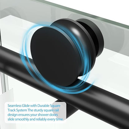Bathtub Shower Door, 60" W x 59" H Sliding Shower Door for Standard 60 Inch Bathtubs, 1/4" (6mm) SGCC Tempered Glass with Matte Black Finish and 304 Stainless Steel Hardware