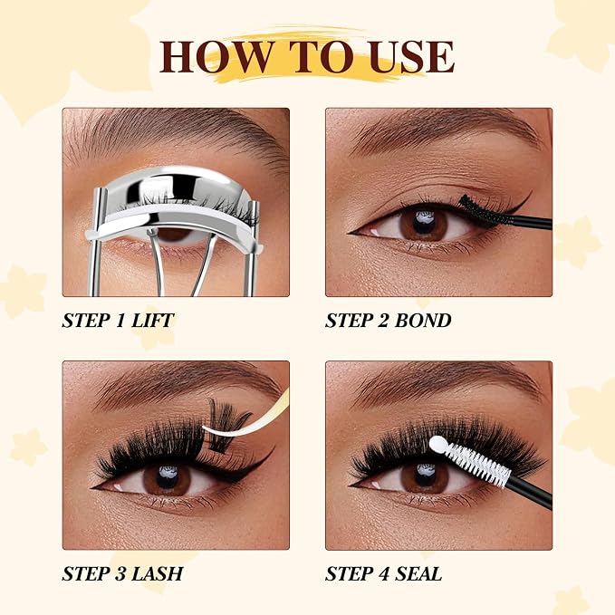 QUEWEL Lash Clusters Kit, 320Pcs 100D Lash Cluster Eyelash Extensions | Mix 12-18mm 3D Eyelash Clusters with Lash Bond and Seal and Lashes Tweezer Easily Create 3D Lashes Clusters at Home(100D Kit)