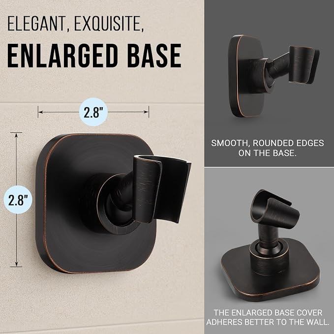G-Promise Metal Handheld Shower Head Holder, No-Drill (Oil Rubbed Bronze) | Adhesive or Drilled Installation, Wide Adjustment Range Fits All Family Heights, Firmly Secure Showerhead, Easy to Install