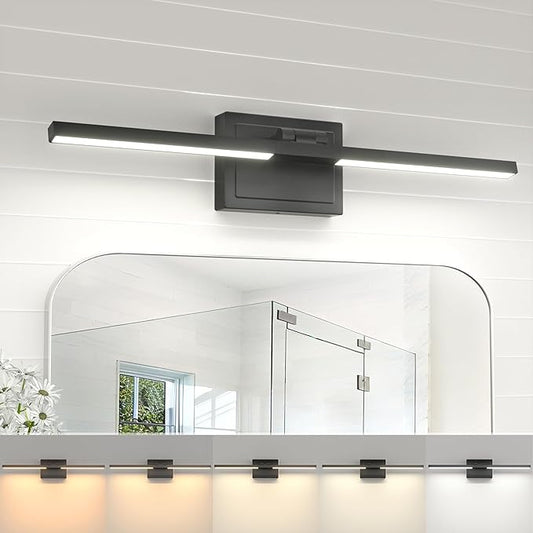NIORSUN 24 Inch Modern Bathroom Light Fixture, 24W 5CCT Dimmable LED Black Bathroom Vanity Lights Over Mirror, Vanity Lights for Bathrooms Restroom Mirror- ETL Certified