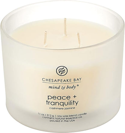 Chesapeake Bay Candle Scented Candle Peace + Tranquility (Cashmere Jasmine) 3-Wick Coffee Table Jar,(Pack of 4)