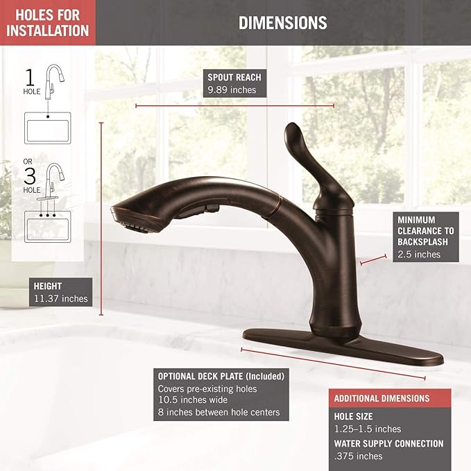 Delta Faucet Linden Pull Out Kitchen Faucet, Oil Rubbed Bronze Kitchen Sink Faucet, Kitchen Faucet with Pull Out Sprayer, Venetian Bronze 4353-RB-DST