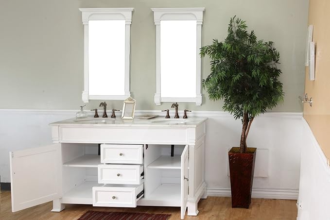205060-D-WH 60-Inch Double Sink Vanity, Wood, White