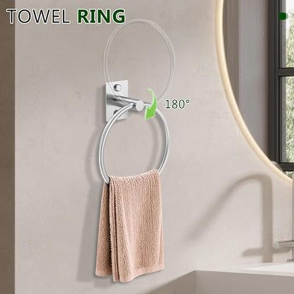 5 Pieces Bathroom Hardware Accessories Set Brushed Nickel Towel Bar Set Stainless Steel Towel Racks for Bathroom,Wall-Mounted 23.6 inch