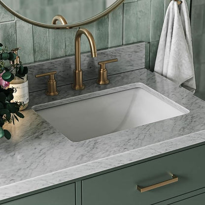 ARIEL Hepburn 61 Inch Double Rectangle Sink Bathroom Vanity with Carrara White Marble Countertop 1.5 Inch in Vintage Green