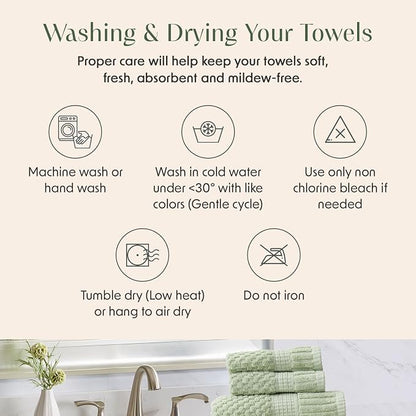4 Pack 100% Cotton Bath Towels | Sage Towels | Oeko‑TEX Standard 100 | Soft & Absorbent, Quick‑Dry | Trinity Collection - Sage Green