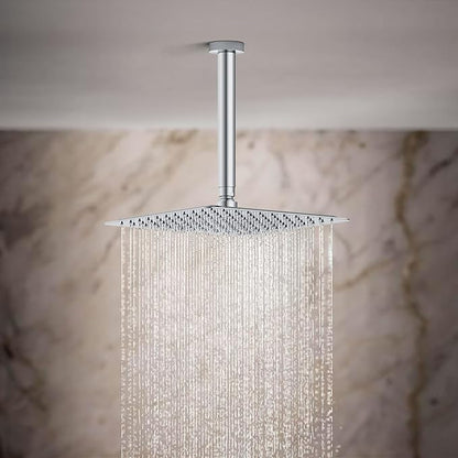 Shower System Modern Rain 8 inches Brass Faucet Set With Valve and Diverter Shower Mixer With Handheld High Pressure Square Rainfall Shower Valve (12'' Ceiling Mount, Chrome Polished)
