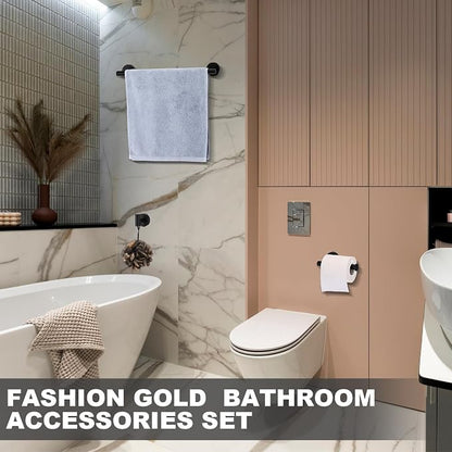 Gisafai 25 Pcs Matte Black Bathroom Accessories Hardware Set Black Towel Racks for Bathroom SUS304 Stainless Steel 23.6 Inch Towel Bar Ring Toilet Paper Holder Robe Hooks for Wall Mounted