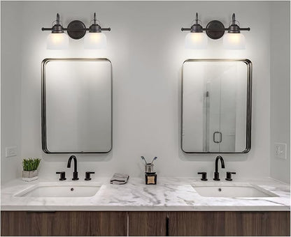 JONATHAN Y 17.25" Chrome Modern Bathroom Vanity Light, 2-Light LED Wall Sconce, Clear Glass Bell Shade for Mirror Hallway Kitchen, ETL Listed, LED Bulb Included (JYL7408A)