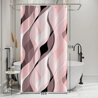 Stall Shower Curtain, Small Pink and Grey Shower Curtain Set for Bathroom Modern Waterproof Shower Curtain Set with Hooks, 36x72 Inch