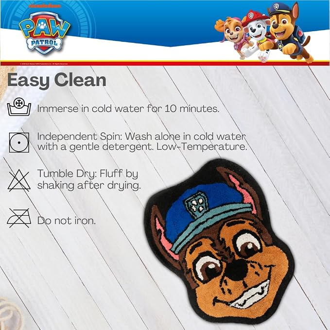 Paw Patrol Chase 100% Cotton Non Slip Plush Bathroom Mat Rug (Officially Licensed Product) By Franco
