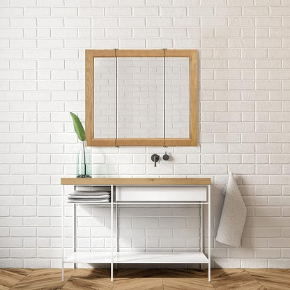 Design House Richland Medicine Cabinet, Fully Assembled, Wall Mounted, 3 Mirrored Doors, Wood Frame, Oak Finish, 36 in x 4.75 in x 30 in, 530576-NOK