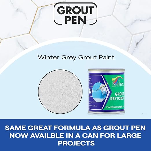 Grout Pen Grout Paint for Tile, Floor & Shower - Winter Grey 125ml (4.2oz) | Waterproof Paint Grout Refresh Restorer for Kitchen & Bathroom Tiles - Can Size for Larger Projects