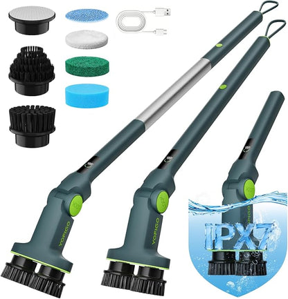 Electric Spin Scrubber Cordless Cleaning Brush | Adjustable Handle and Powerful Motor for Deep Cleaning Bathroom, Tile, Shower, Kitchen and Home Surfaces.