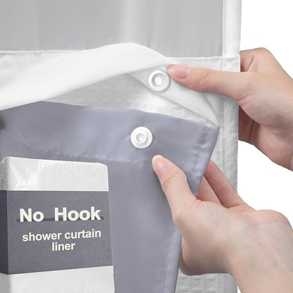 Replacement Snap-in Fabric Liner 71" W x 55" L, for 72" W x 75" L No Hook Shower Curtain - Grey