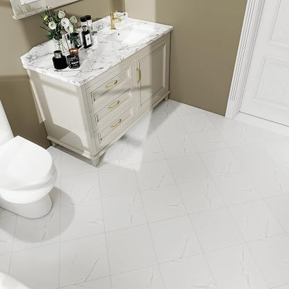 20-Pack 12"x12" Marble Peel and Stick Floor Tiles Waterproof Self Adhesive Vinyl DIY Flooring for Bedroom, Bathroom, Kitchen, RV, Cover 20 Sq. Ft, White Marble