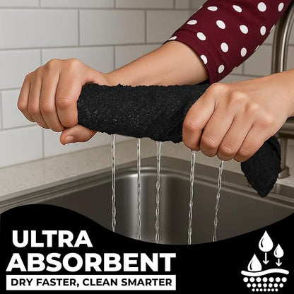 DAN RIVER Black Kitchen Towels,12 Pack,16x26 Inches Absorbent Dish Towels | 100% Cotton Absorbent Soft cotton kitchen towels for drying dishes, Quick Dry, Dish Towels for kitchen,Tea and Bar towels set