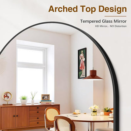 Arched Bathroom Mirror 16x24 Inch, Bathroom Mirror for Over Sink, Wall Mounted Vanity Mirror with Aluminum Frame & Tempered Glass, Ideal for Bedroom, Entryway, Living Room, Black